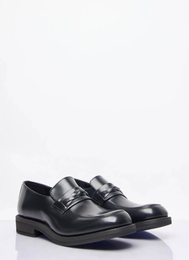 Our Legacy Glanzende leren loafers met gevlochten band Black Heren