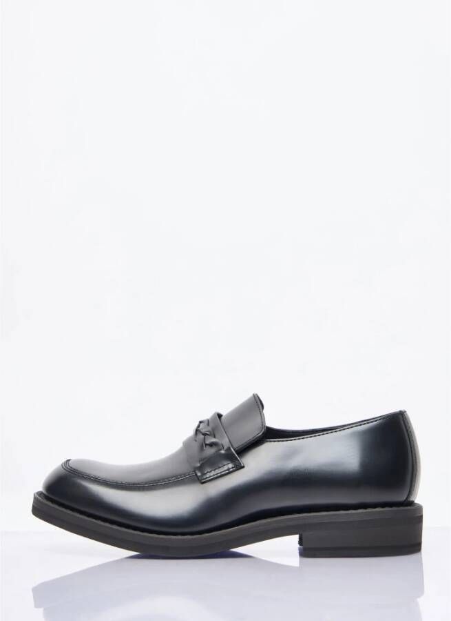 Our Legacy Glanzende leren loafers met gevlochten band Black Heren