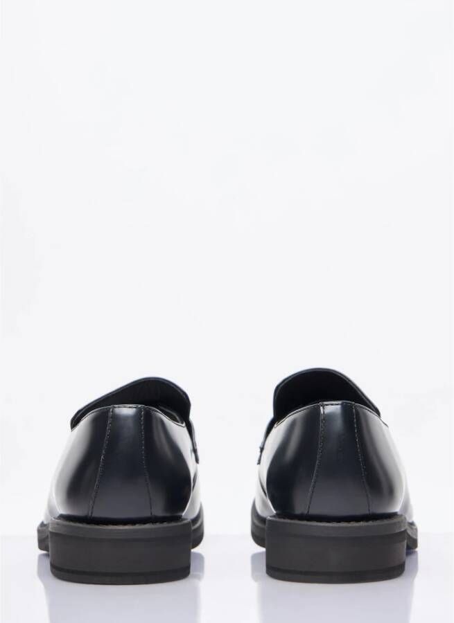 Our Legacy Glanzende leren loafers met gevlochten band Black Heren