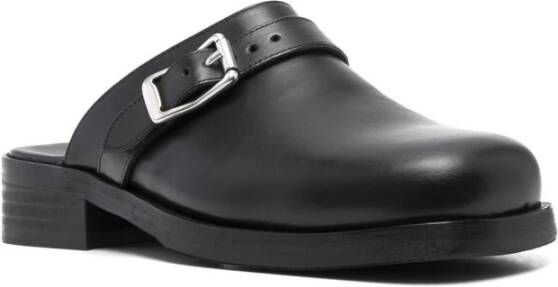 Our Legacy Zwarte Leren Muiltje Platte Schoenen Black Heren