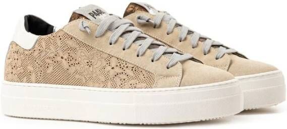 P448 Beige Lederen Sneaker Beige Dames