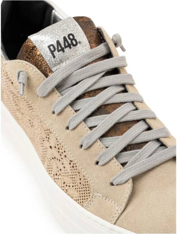 P448 Beige Lederen Sneaker Beige Dames