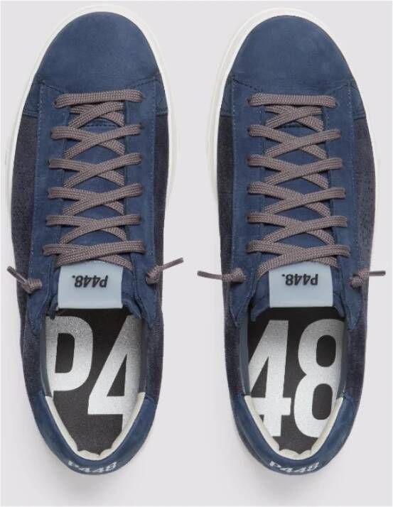 P448 Blauwe Suède Sneakers met Geperforeerd Logo Blue Heren