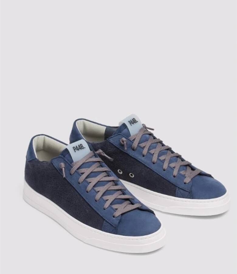 P448 Blauwe Suède Sneakers met Geperforeerd Logo Blue Heren