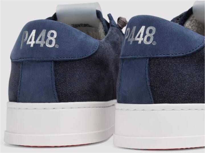 P448 Blauwe Suède Sneakers met Geperforeerd Logo Blue Heren