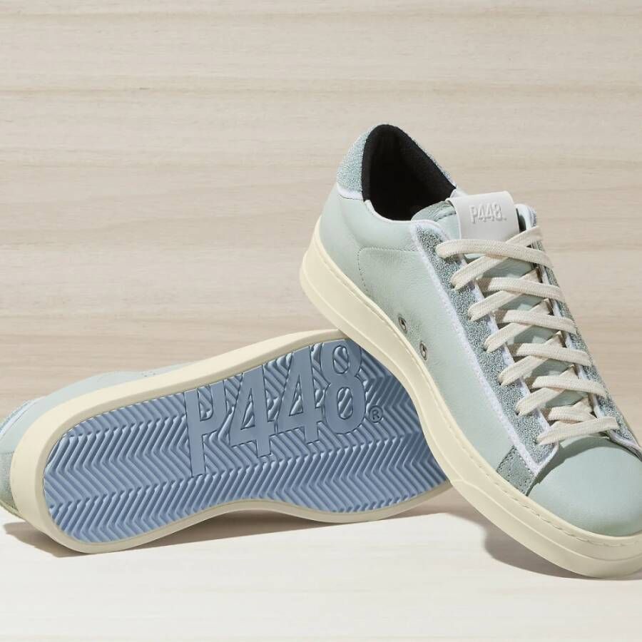 P448 Geperforeerde Logo Leren Sneakers Blue Dames