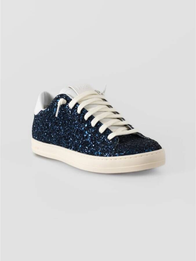 P448 Glitter Blauwe Sneakers met Witte Veters Blue Dames