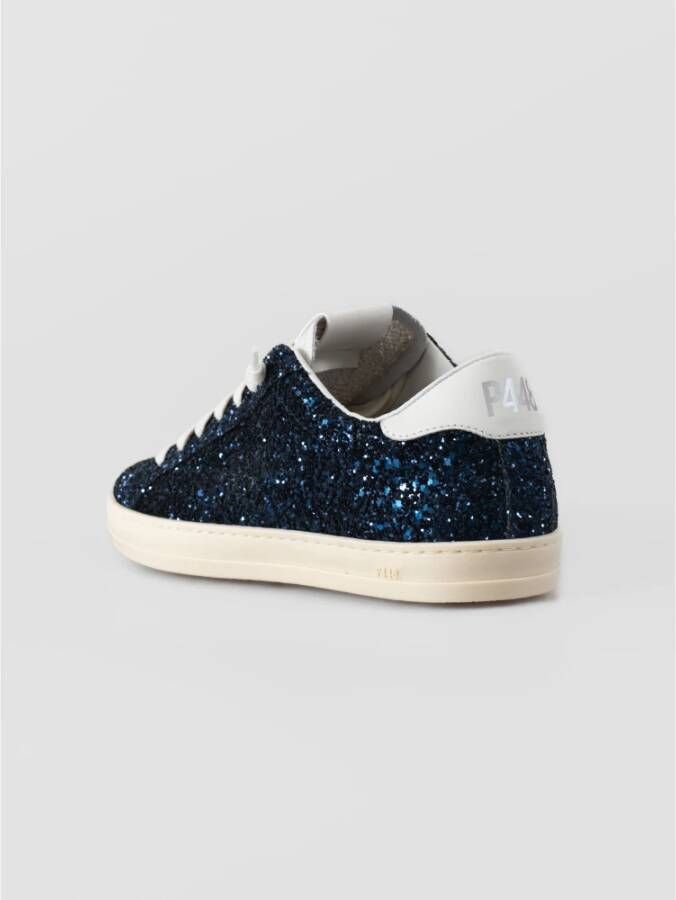 P448 Glitter Blauwe Sneakers met Witte Veters Blue Dames