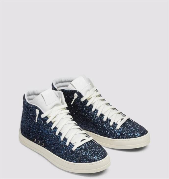 P448 Glitter Skate Sneakers met Pailletten Blue Dames