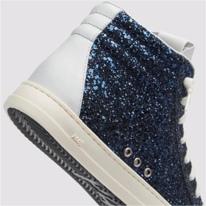 P448 Glitter Skate Sneakers met Pailletten Blue Dames