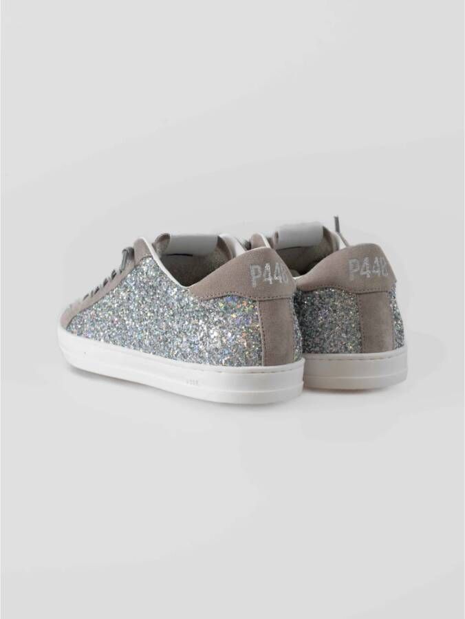 P448 Glitter Zilver Sneakers met Grijze Details Gray Dames