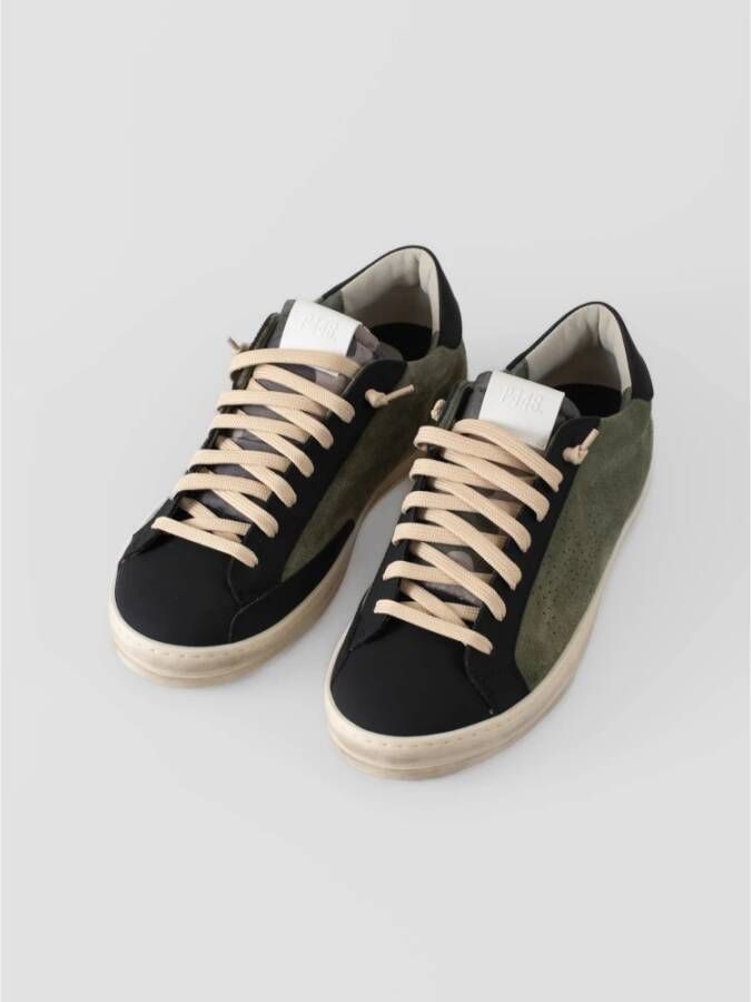 P448 Groene Leren Sneakers met Zwarte Details Green Heren