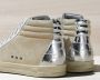 P448 Hoge Top Leren Sneakers Beige Dames - Thumbnail 4