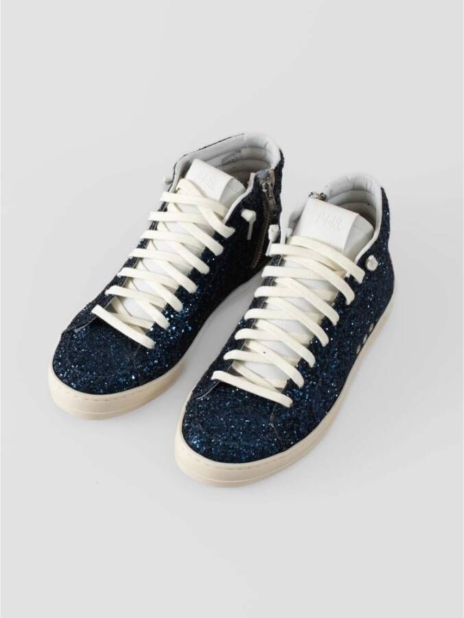 P448 Hoge-top Skate Schoenen Blauwe Glitter Blue Dames