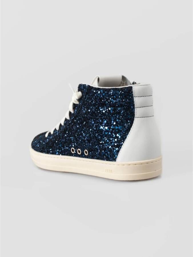 P448 Hoge-top Skate Schoenen Blauwe Glitter Blue Dames