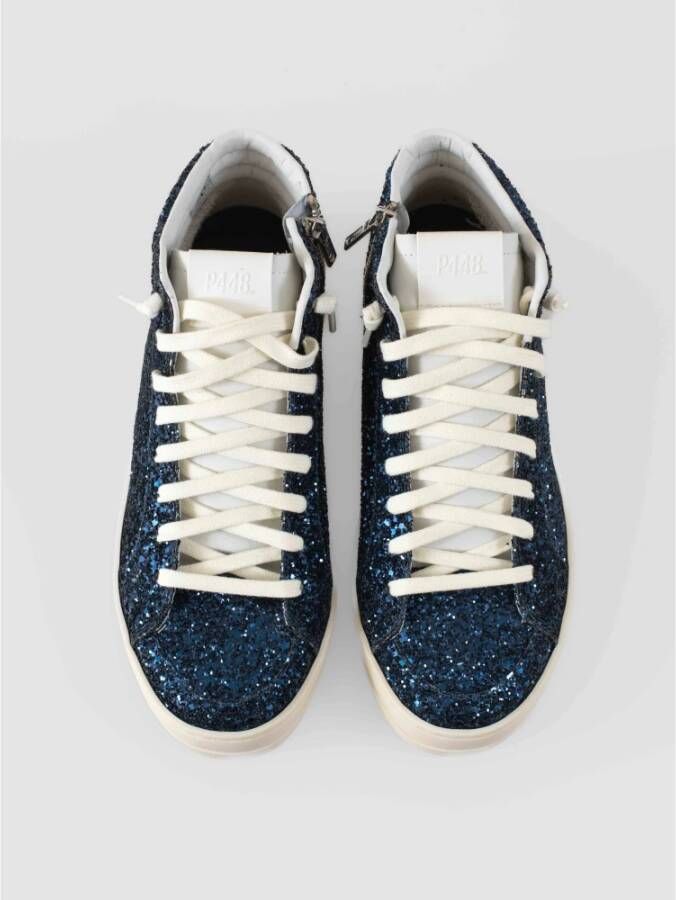 P448 Hoge-top Skate Schoenen Blauwe Glitter Blue Dames