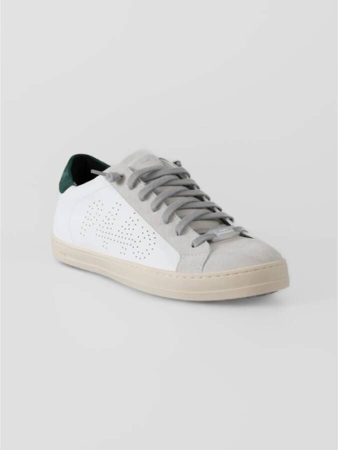 P448 John Denim Leren Sneakers Groene Zool White Heren