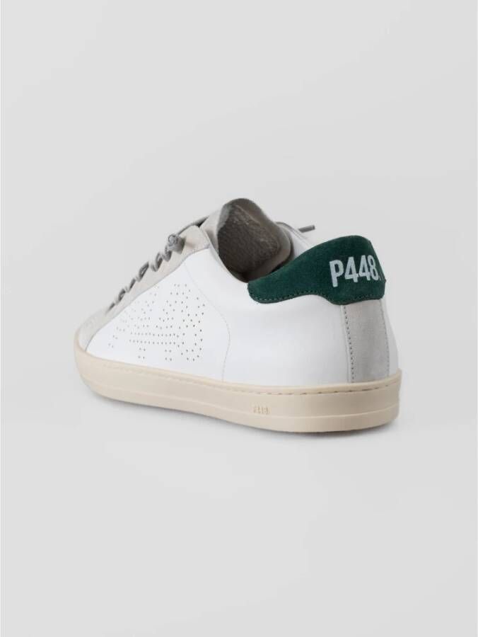 P448 John Denim Leren Sneakers Groene Zool White Heren