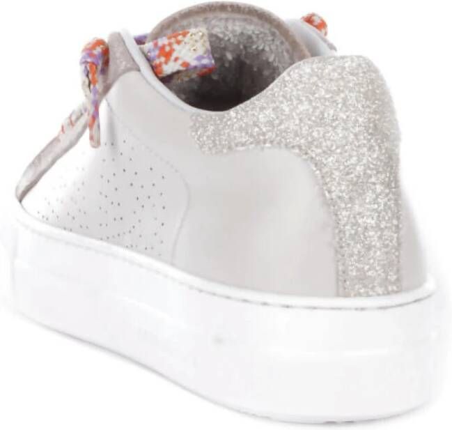 P448 Roze Leren Sneakers met Glitterdetails Multicolor Dames