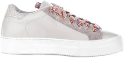 P448 Roze Leren Sneakers met Glitterdetails Multicolor Dames