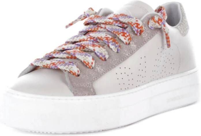 P448 Roze Leren Sneakers met Glitterdetails Multicolor Dames