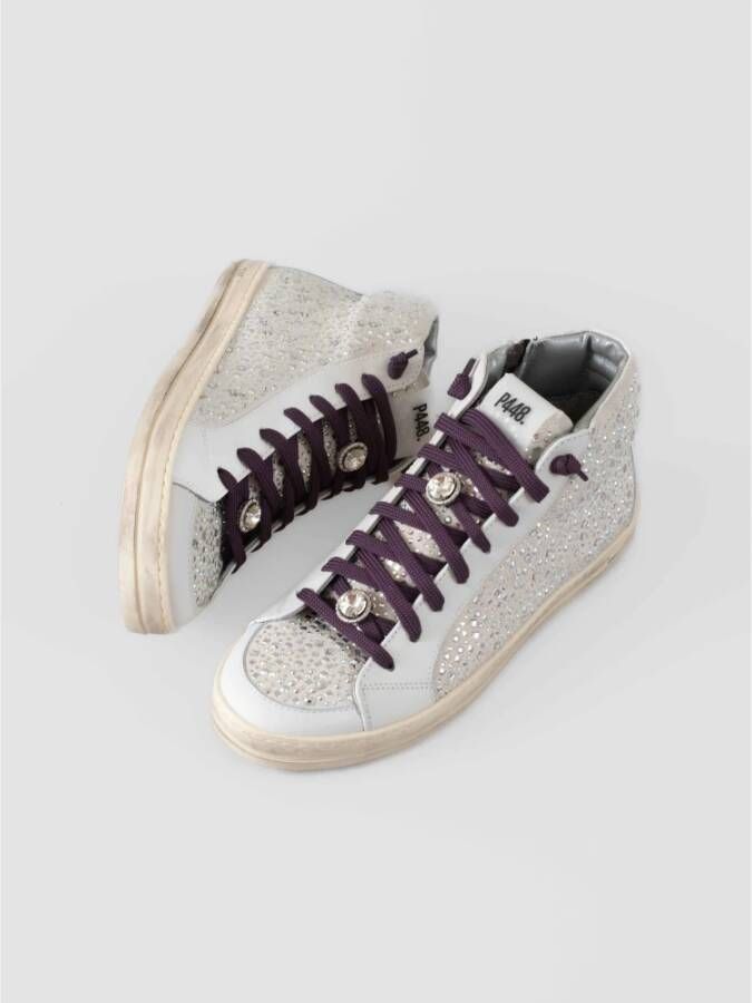 P448 Urban Skate Style Sneaker met Diamantdetails White Dames