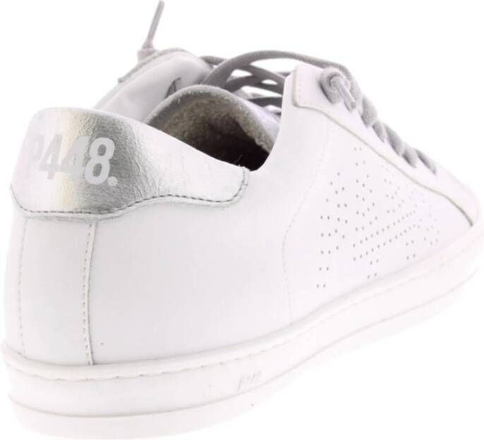 P448 Witte en Zilveren Leren Sneakers White Dames