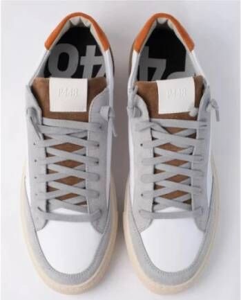 P448 Witte Leren Color Block Sneakers White Heren