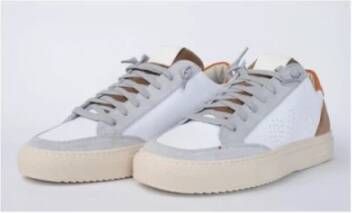 P448 Witte Leren Color Block Sneakers White Heren