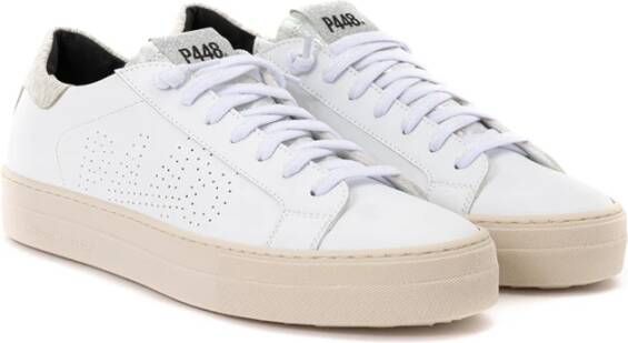 P448 Witte Leren Python Sneakers White Dames