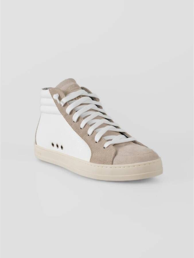 P448 Witte leren skatesneaker met rits Beige Dames