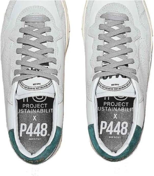 P448 Witte Leren Sneakers Bali Stijl Multicolor Heren