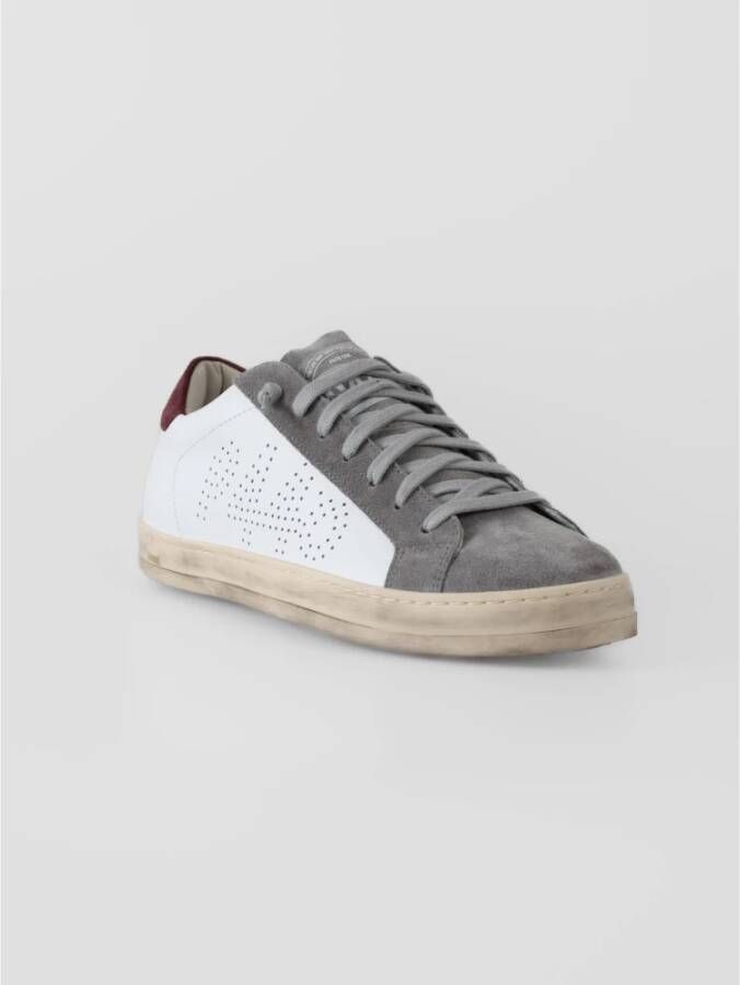 P448 Witte Leren Sneakers met Bordeaux Hiel White Heren