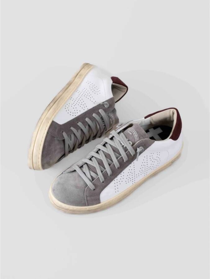 P448 Witte Leren Sneakers met Bordeaux Hiel White Heren