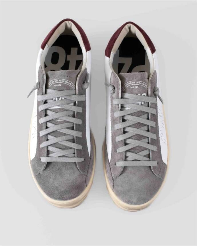 P448 Witte Leren Sneakers met Bordeaux Hiel White Heren