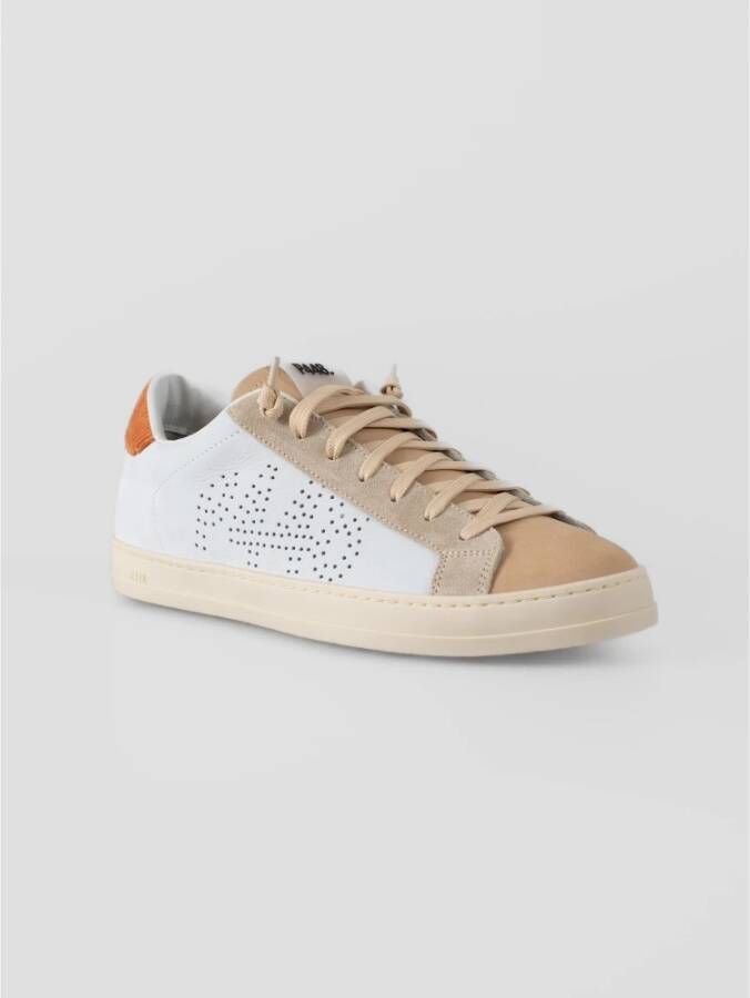 P448 Witte Leren Sneakers met Gestreepte Hiel White Heren