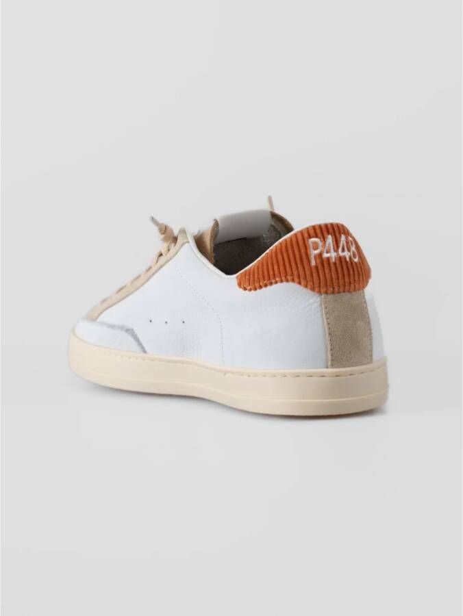 P448 Witte Leren Sneakers met Gestreepte Hiel White Heren