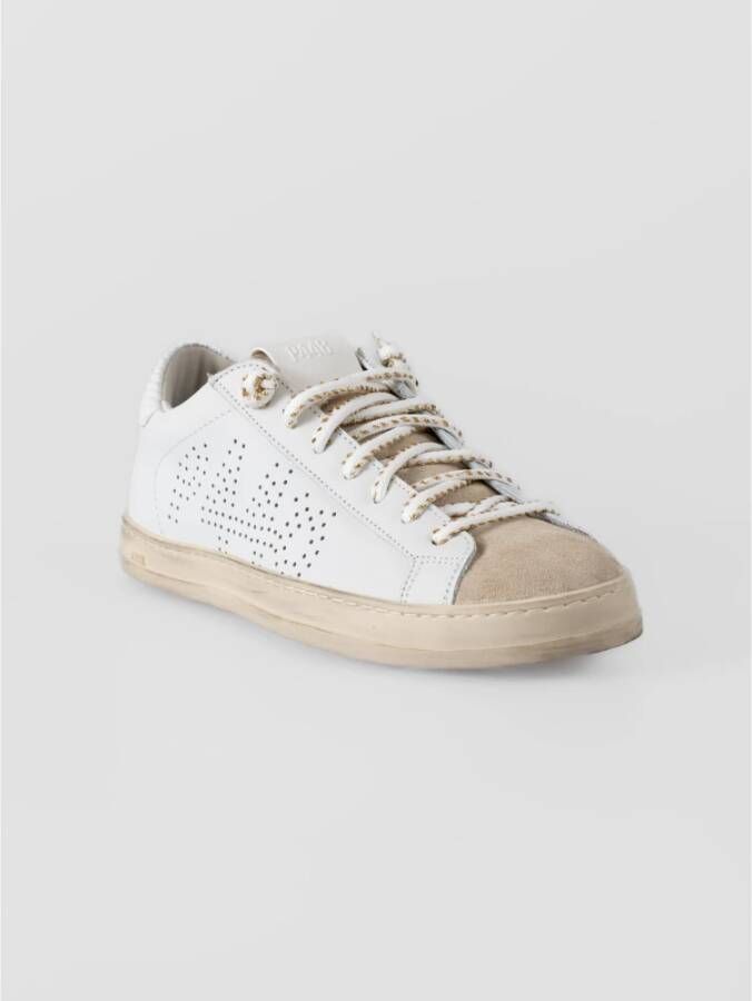 P448 Witte Leren Sneakers met Gouden Details White Dames