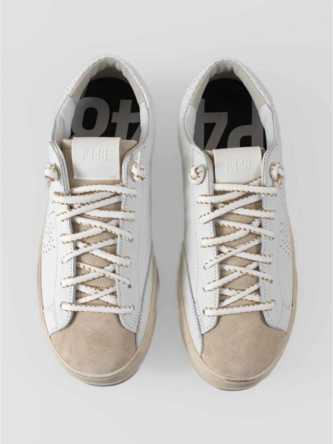 P448 Witte Leren Sneakers met Gouden Details White Dames