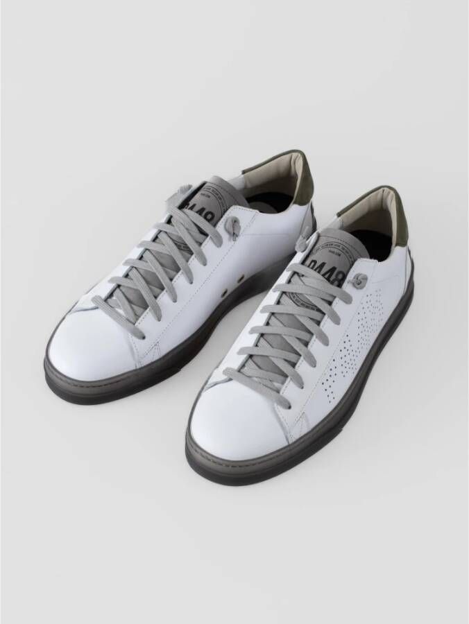 P448 Witte Leren Sneakers met Groene Details White Heren