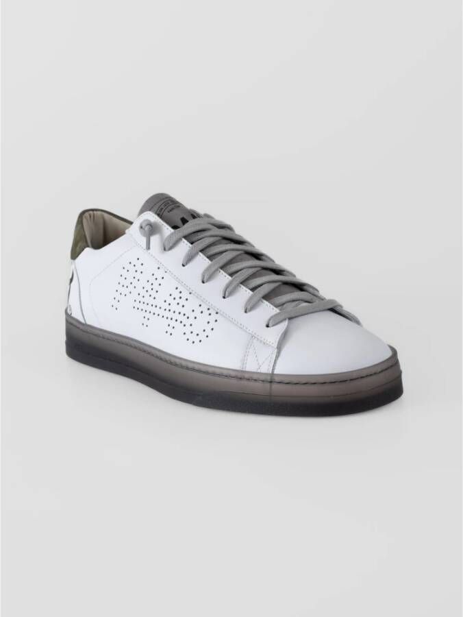 P448 Witte Leren Sneakers met Groene Details White Heren