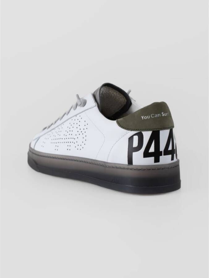 P448 Witte Leren Sneakers met Groene Details White Heren