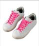 P448 Witte sneakers met mint hiel en fuchsia veters White Dames - Thumbnail 2