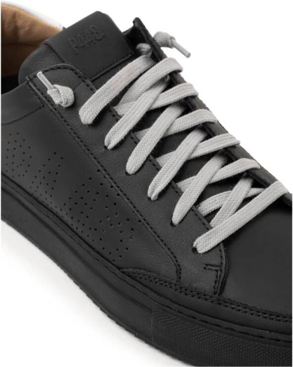 P448 Zwarte Leren Sneaker Black Heren