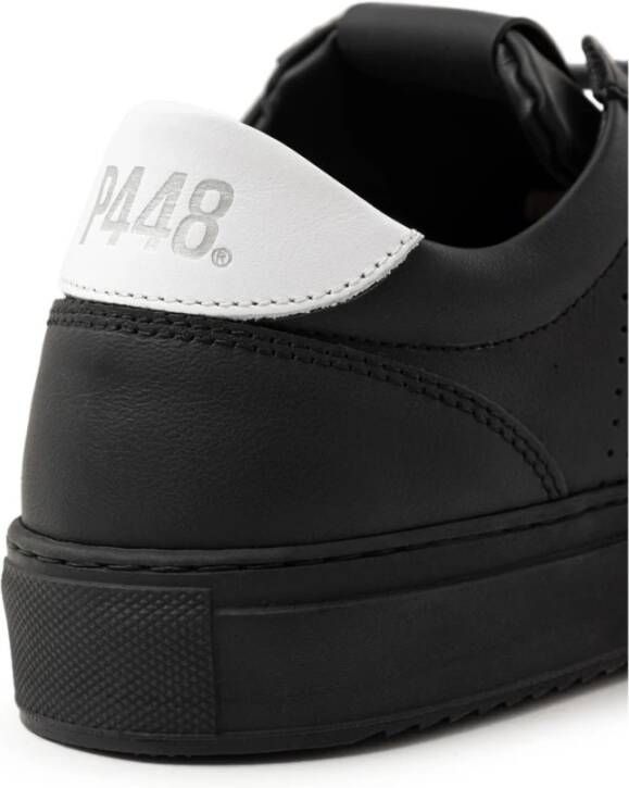 P448 Zwarte Leren Sneaker Black Heren