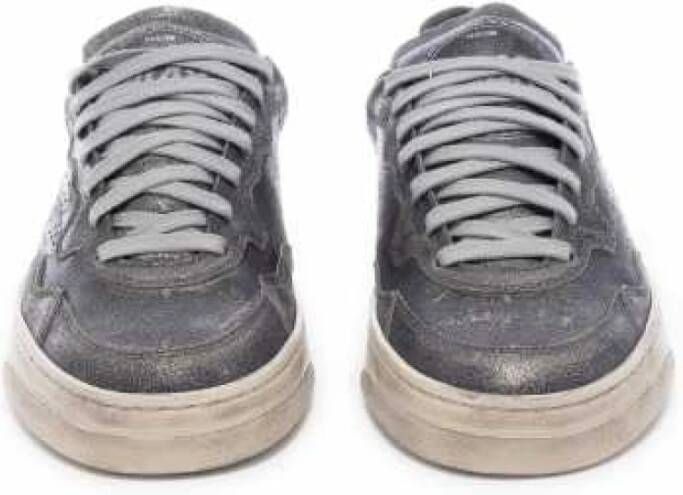 P448 Zwarte Metallic Leren Sneakers Bali Washed Stone Black Dames