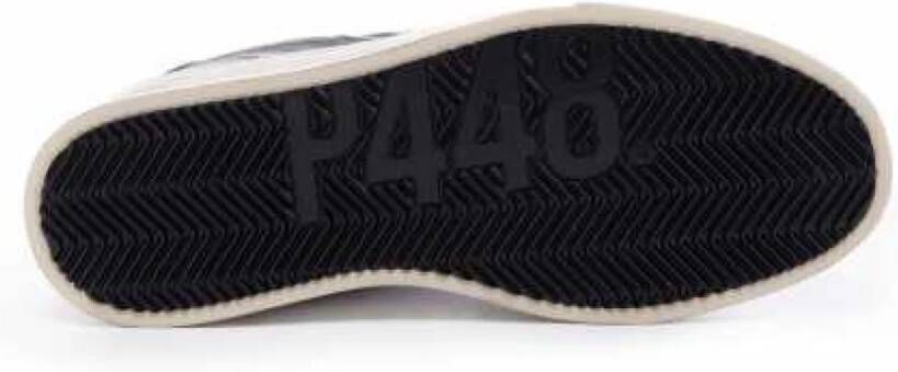 P448 Zwarte Metallic Leren Sneakers Bali Washed Stone Black Dames