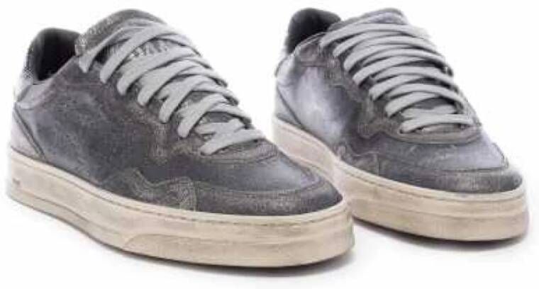 P448 Zwarte Metallic Leren Sneakers Bali Washed Stone Black Dames