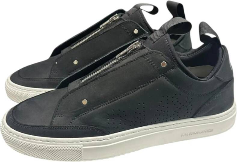 P448 Zwarte suède sneakers met ritssluiting tong Black Heren