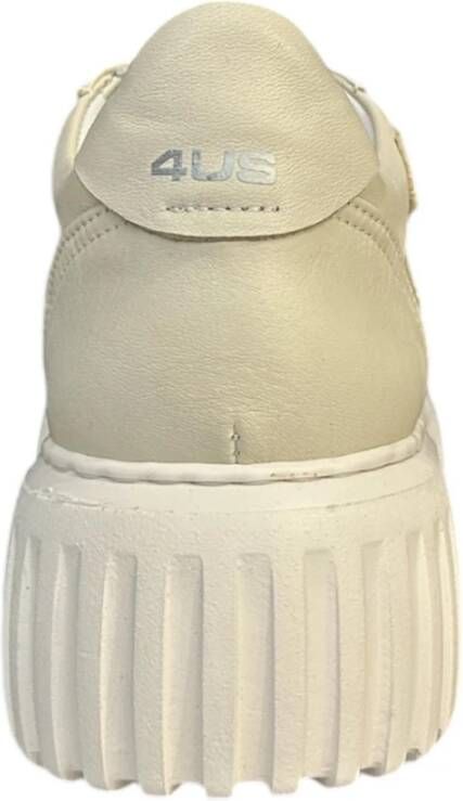 Paciotti Beige Leren Sneakers met Maxi Patch Logo Beige Dames